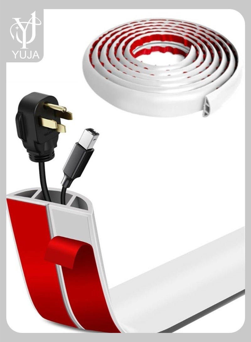 YUJA Floor Cord Cover Cable Cavity, 2m Self Adhesive Cord Hider Floor Low Profile Floor Cable Management Wire Cover Floor Electric Cord Covers for Home Office Garage Offices Gym - Image 1